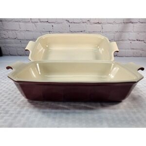 Set Of 2 Emile Henry For Williams Sonoma Ceramic Coated Stonewear Baking Dishes